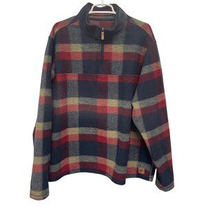 John Wayne Stock & Supply Mens XL Plaid Fleece 1/4-Zip Pullover Sweater